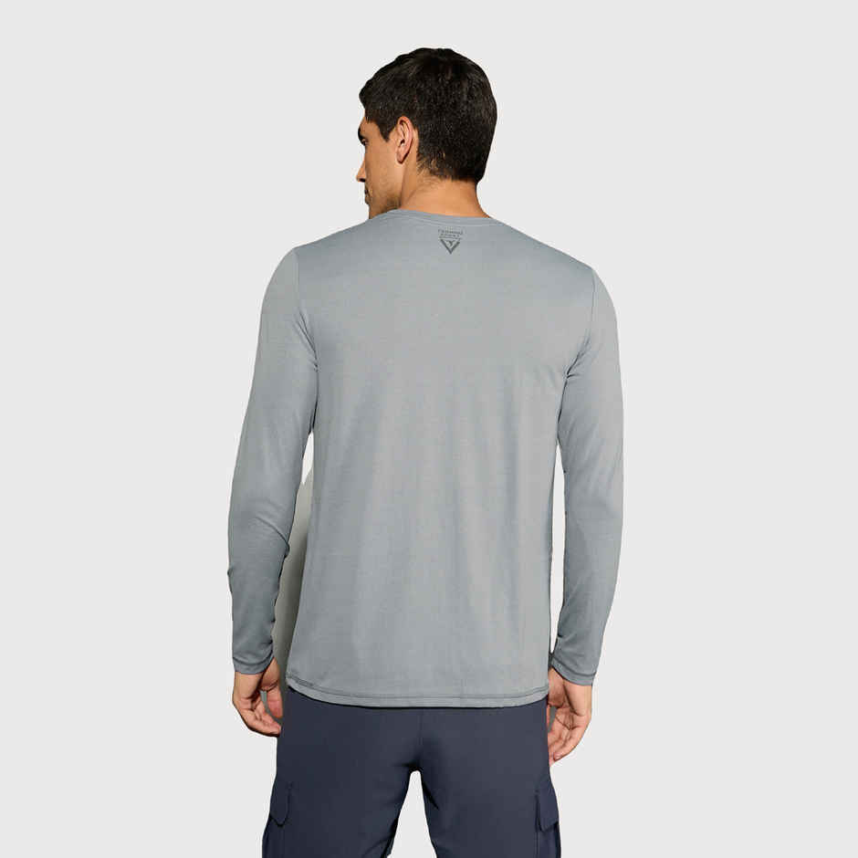 Technosport Men's Poly Solid Slim Fit Round Neck Full Sleeve Sports T-shirt | Turbulence - L