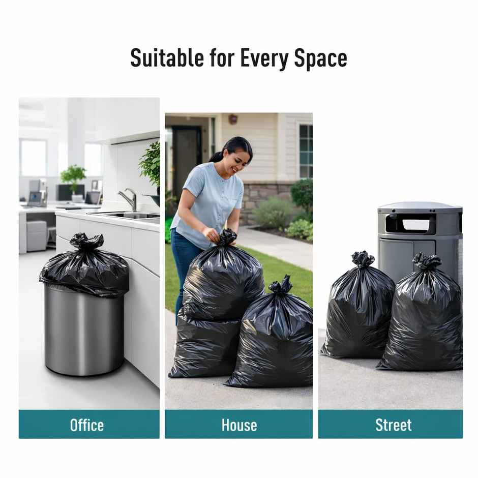 Perpetual Garbage Bags | 90 Pcs | 3 Rolls x 30 Bags | Wet & Dry Waste Covers | Black