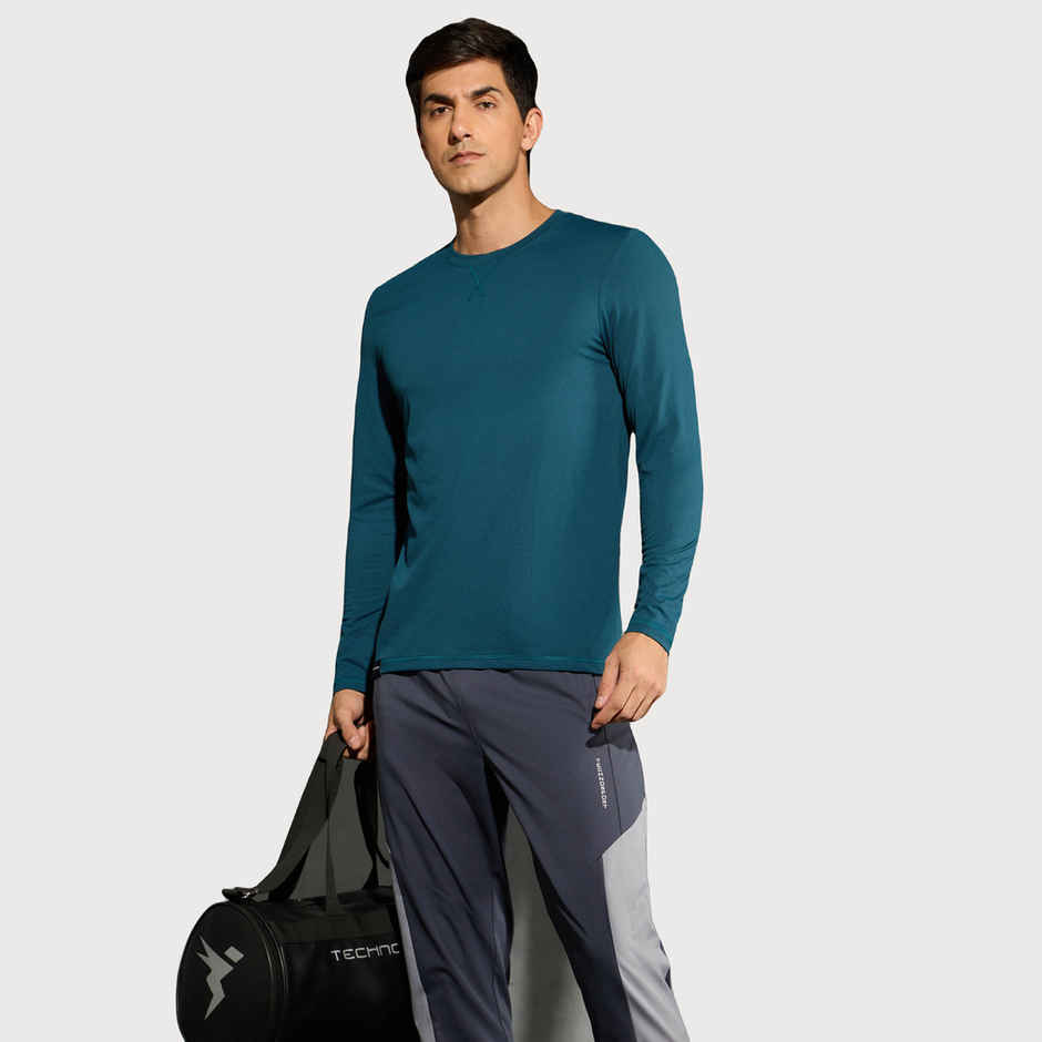 Technosport Men's Poly Solid Slim Fit Round Neck Full Sleeve Sports T-shirt | Gulf Coast - 2XL