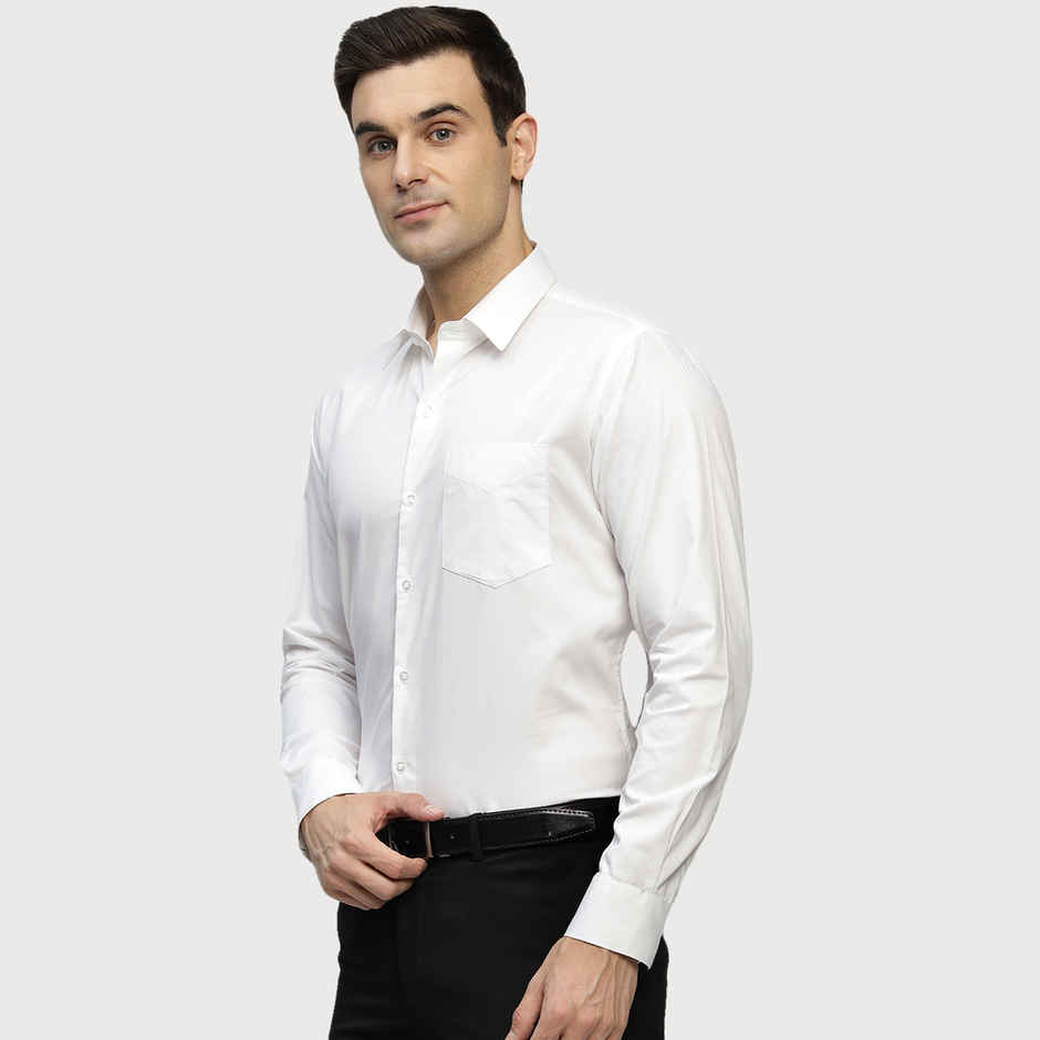 Hancock Men's Pure Cotton Slim Fit Formal Shirt | M | Spread Collar | White