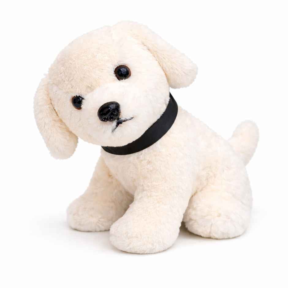 DearJoy Sitting Dog Soft Toy - White, 25cm