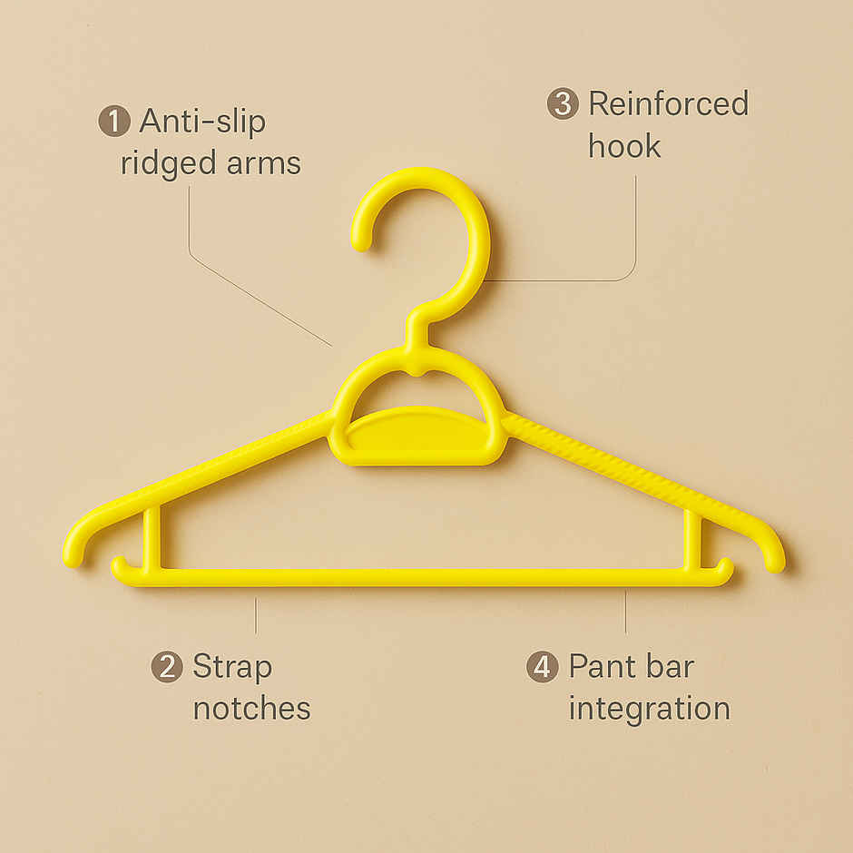 Sinco Elita Plastic Cloth Hanger Rotating Hook - Pack of 6 pcs - Yellow