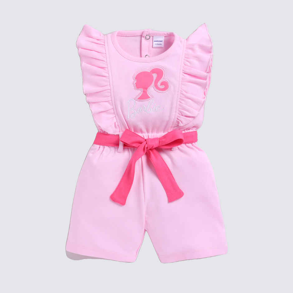 Mom's Love Girls' Printed Cotton Rompers | Pink | 06 - 09 months