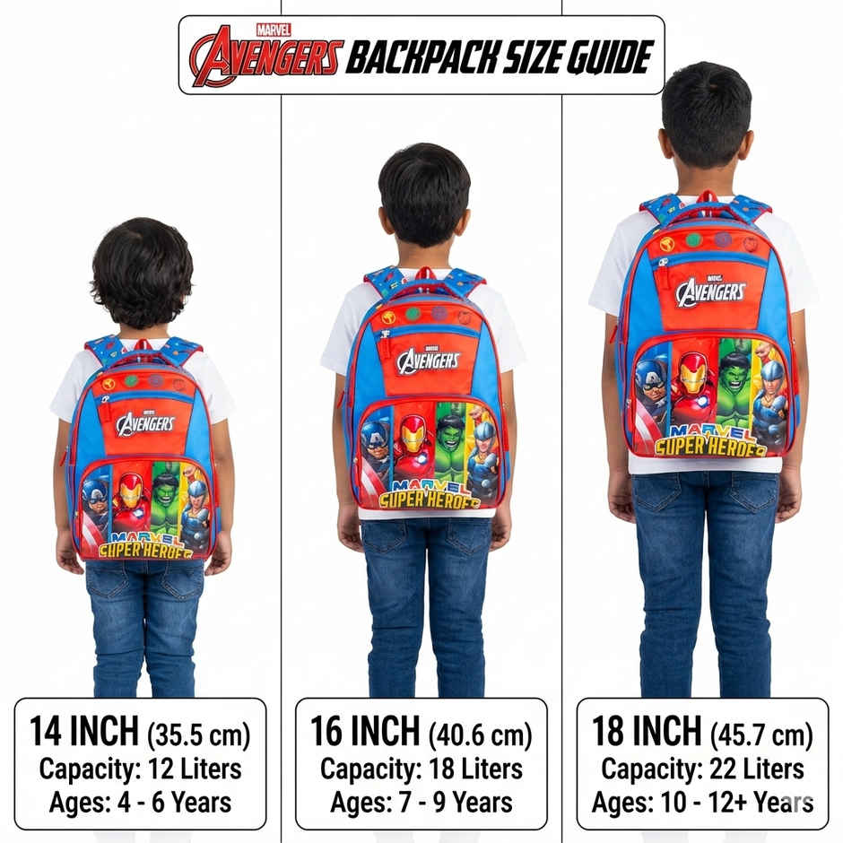 Striders Marvel Avengers School Bag 16 Inch Kids Backpack for School & Tuition
