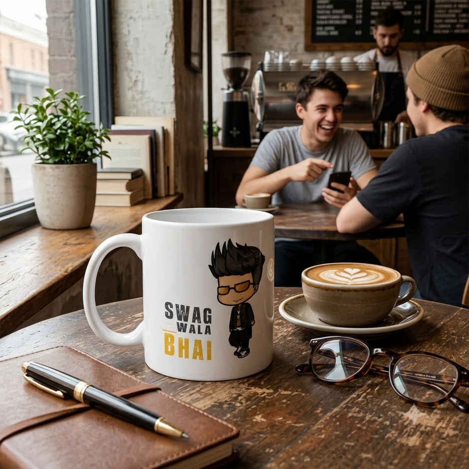 Saffron Ceramic Printed Mug | Swag Wala Bhai