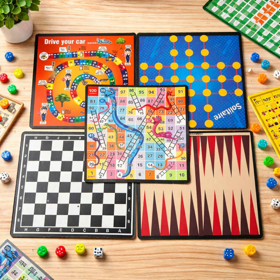 Fablue 10 in 1 Classic Board Games for Kids | Educational & Learning Board Games