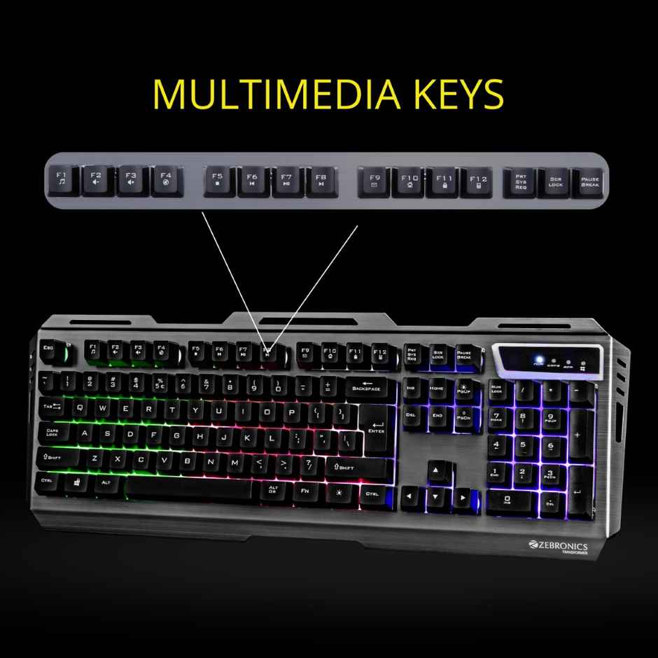 Zebronics Transformer Gaming Keyboard & Mouse Combo Mouse With 6 Buttons Led Lights 3200Dpi Black