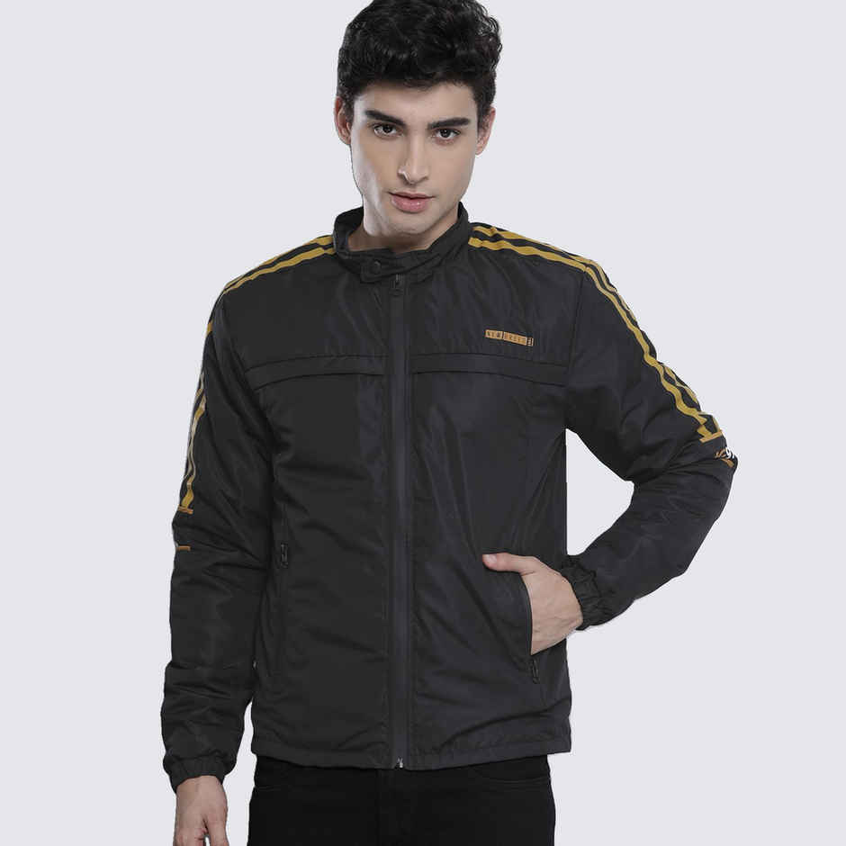 The Indian Garage Co Men's Slim Printed Jacket | Black - 2XL