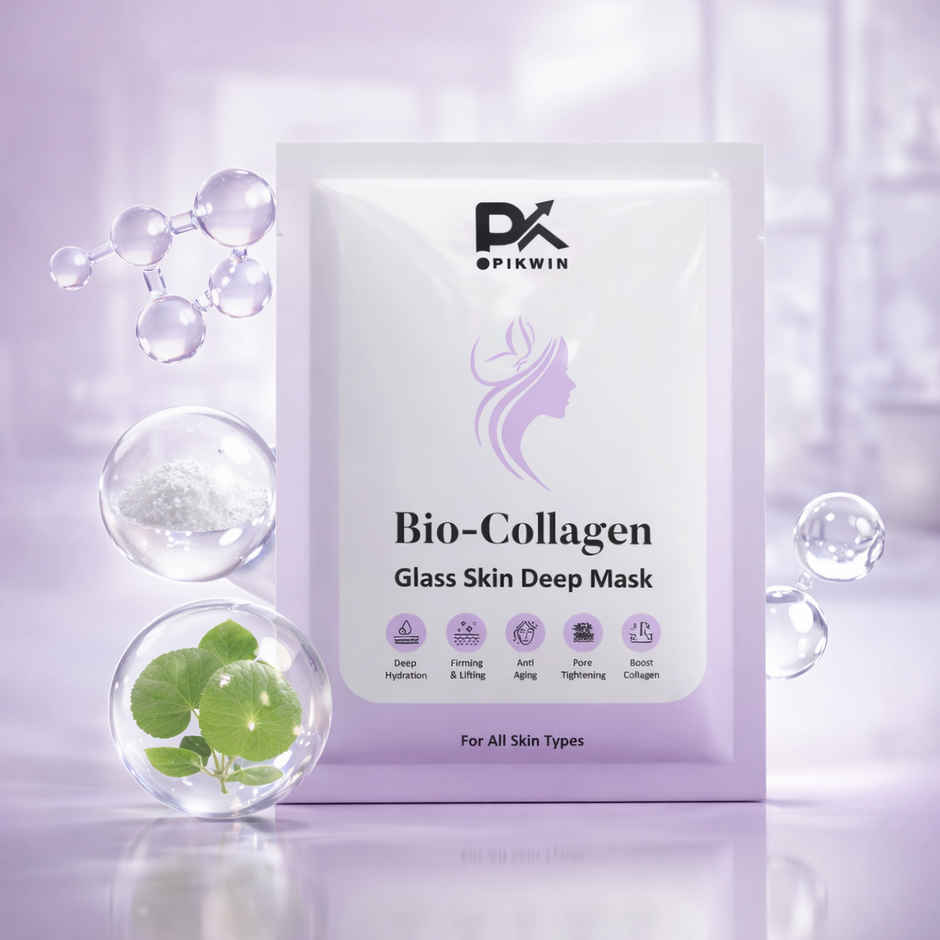 Pikwin Bio Collagen Face Sheet Mask | Korean Glass Skin Anti Aging Formula