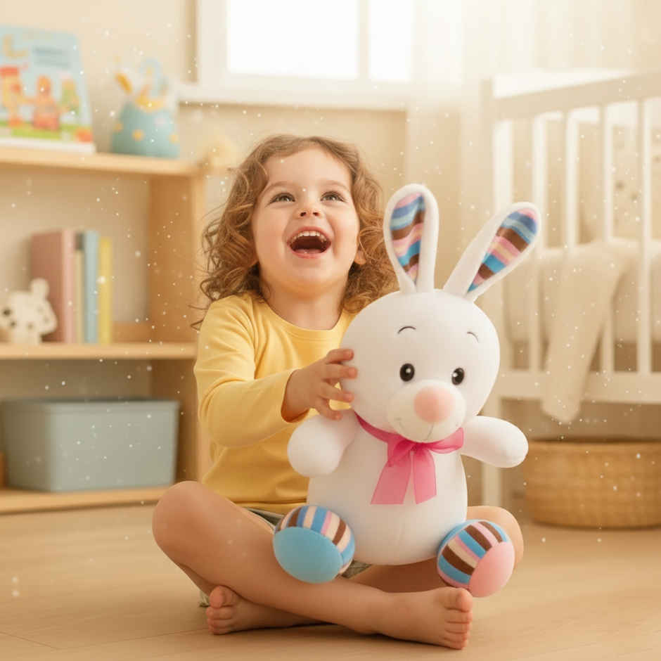 DearJoy Playful Bunny Soft Toy White 25 cm