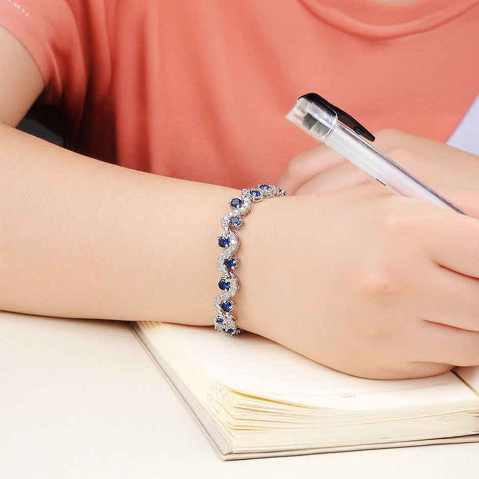 Shining Diva Fashion Royal Blue Crystal Cz Silver Plated Bracelet for Girls and Women | 9576b