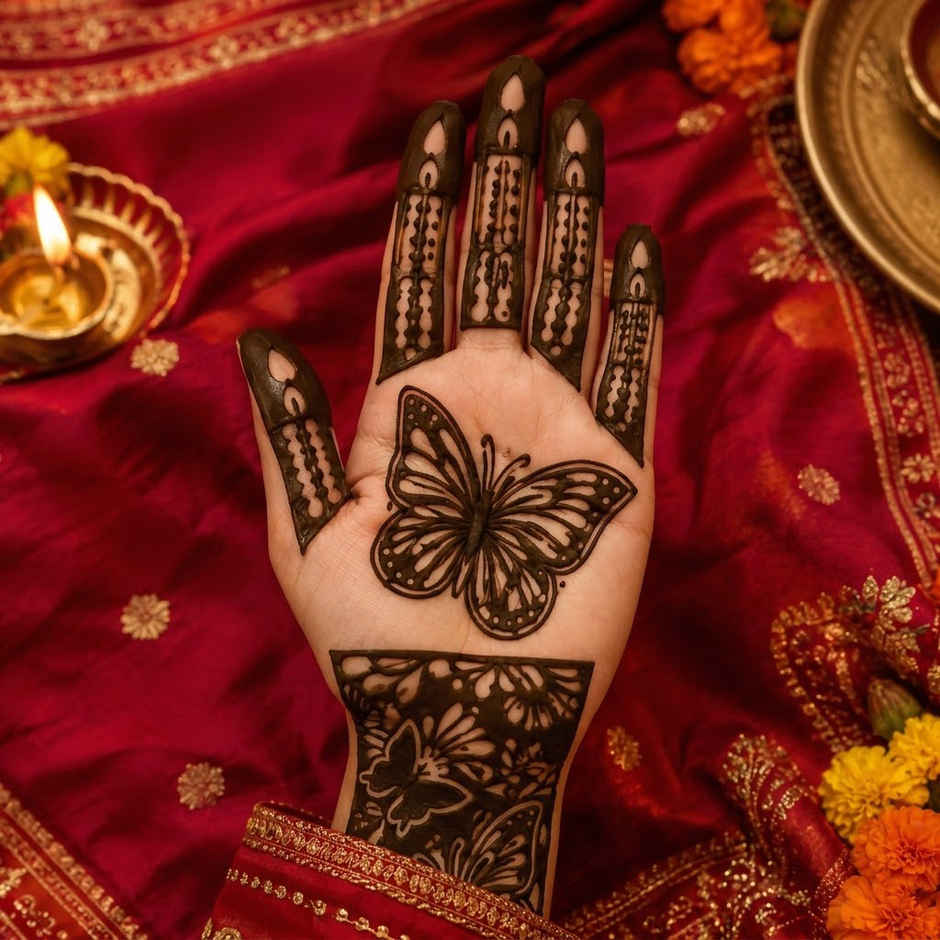 Regal Butterfly Hand Mehndi Stencil | ServDharm