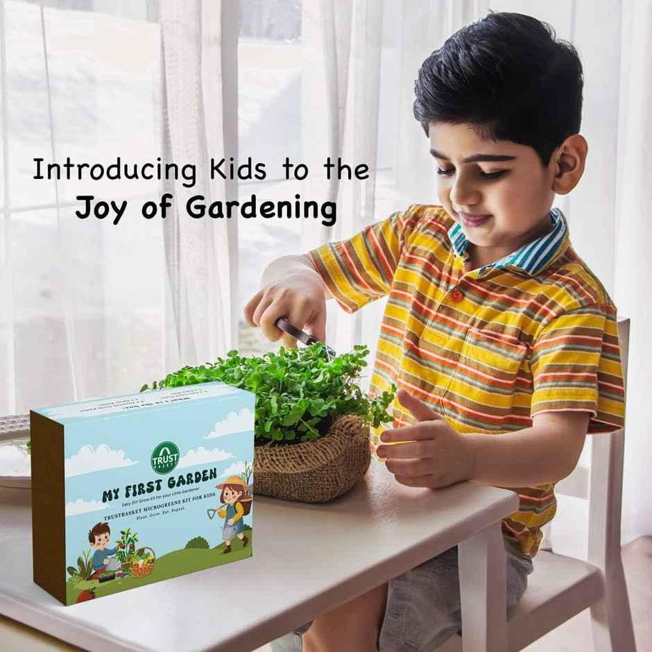 TrustBasket My First Garden Kit | Microgreens Gardening Starter Kit for Kids