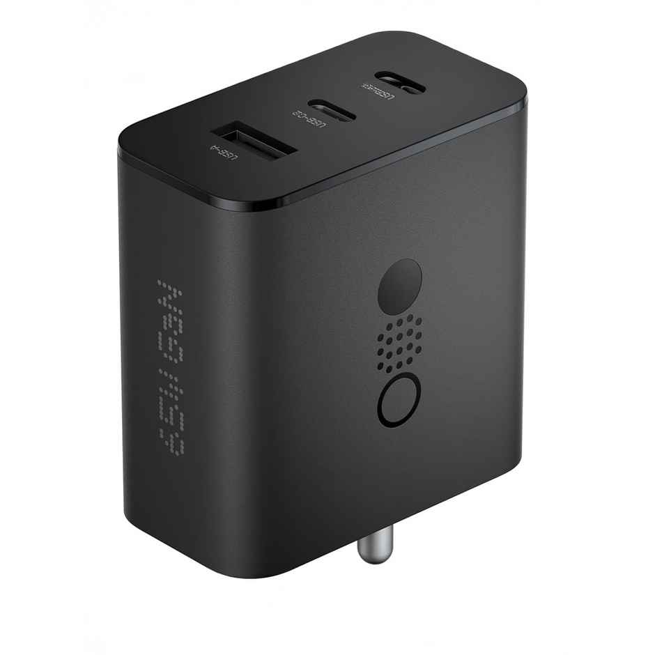 Ailkin 65W GaN Fast Charger| Triple Port Adapter for Nothing Phone| Laptop| MacBook| iPhone | Black