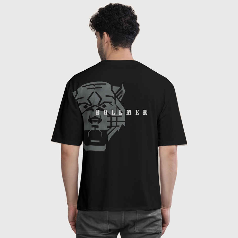 Bullmer Men's Oversized T-shirt Front and Back Printed | Black | L