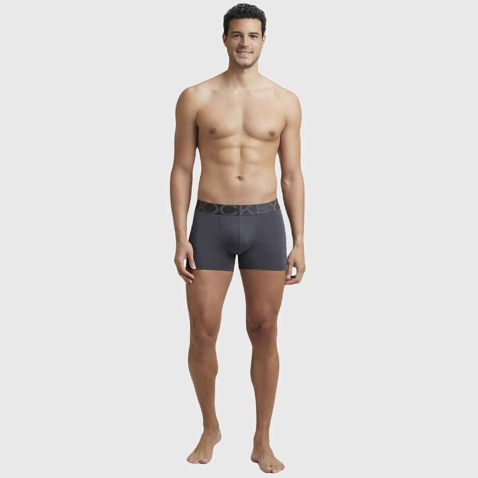 Jockey IC28 Men's Tactel Microfiber Elastane Stretch Underwear Solid Trunk | Ebony-M