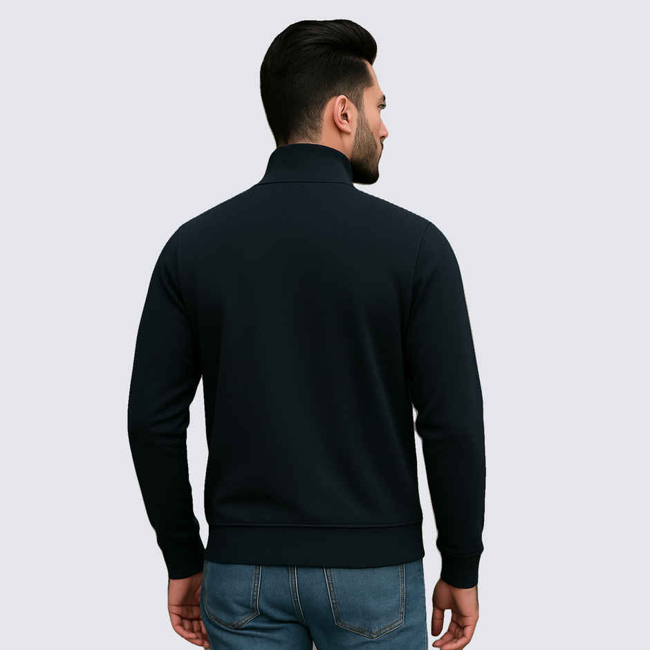 Gcyx Men's Original Half Zipper Sweat Shirt | 75% Cotton and 25% Polyester | Black - XL