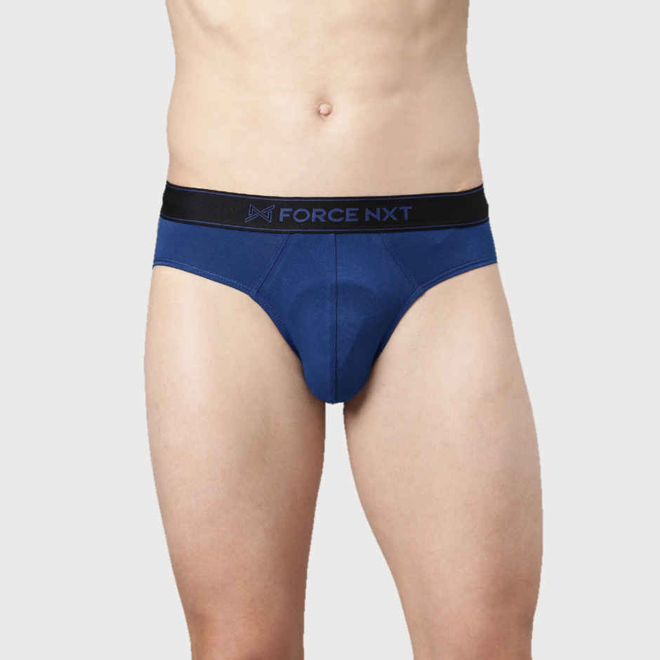 Force Nxt Men's Super Combed Cotton Four Way Stretch Solid Brief | Assorted - M