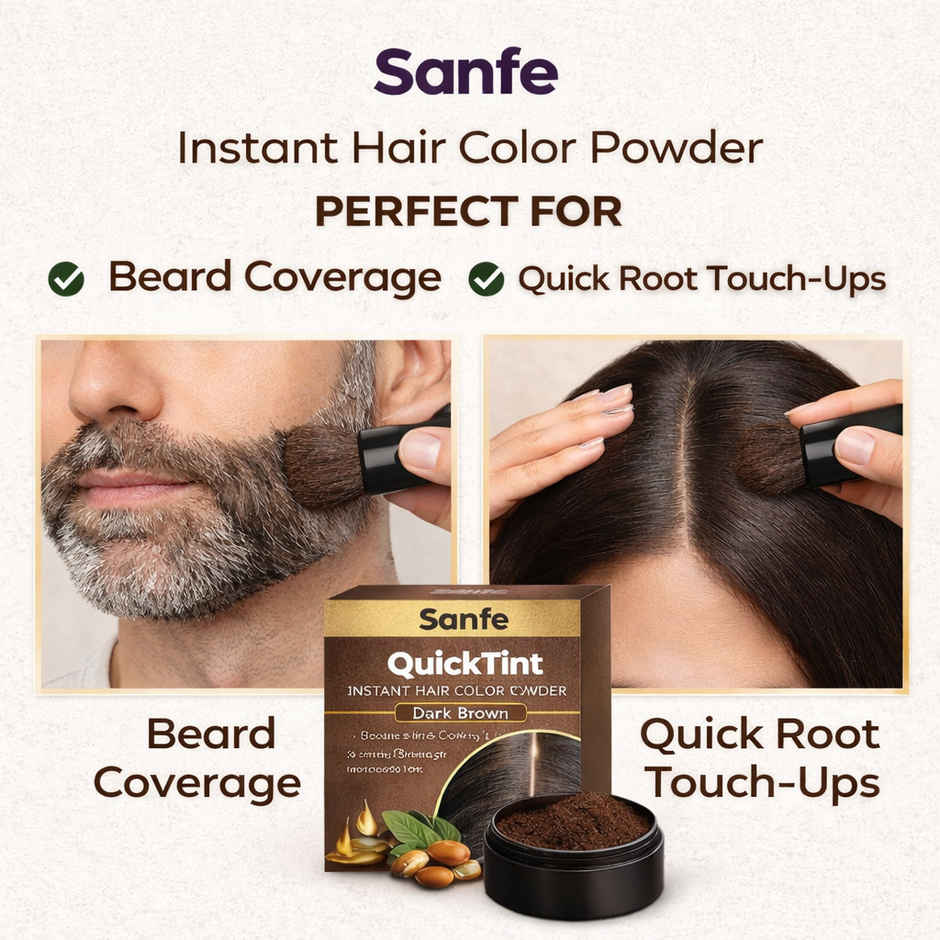 Sanfe QuickTint Instant Hair Color Powder For Grey Coverage
