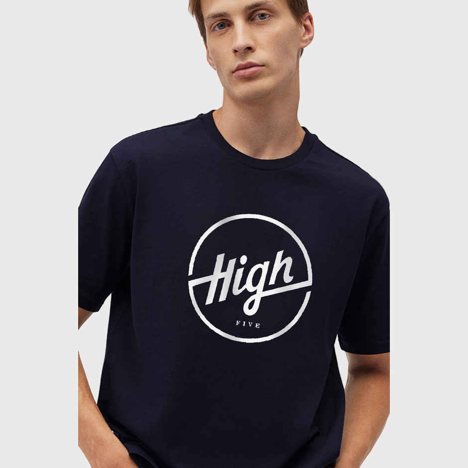 De Tees Men's Half Sleeve T-shirt | MHS-HIGH | Navy - XL