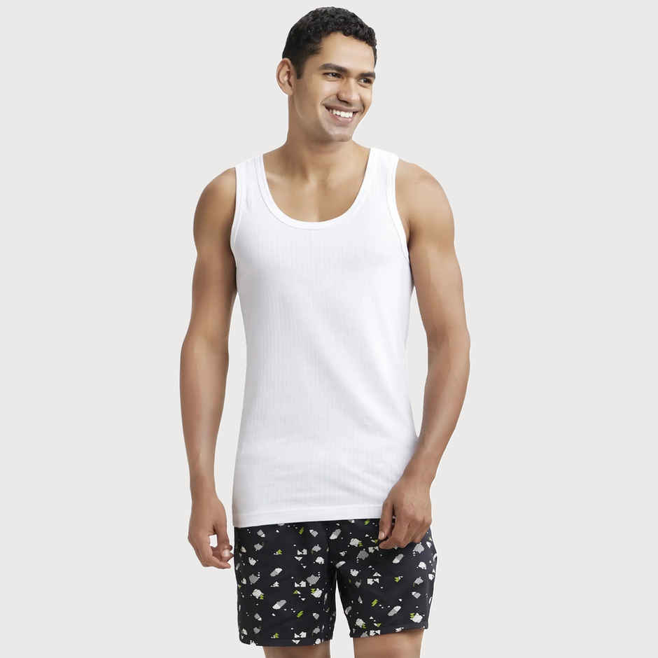 Jockey 8816 Men's Super Combed Cotton Sleeveless Vest|Extended Length|Easy Tuck | White-100