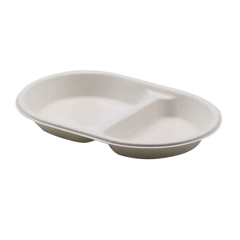 Bagasse Tray | 2 Compartment | Ideal for Starters Dips and Snacks | Vinay Trading