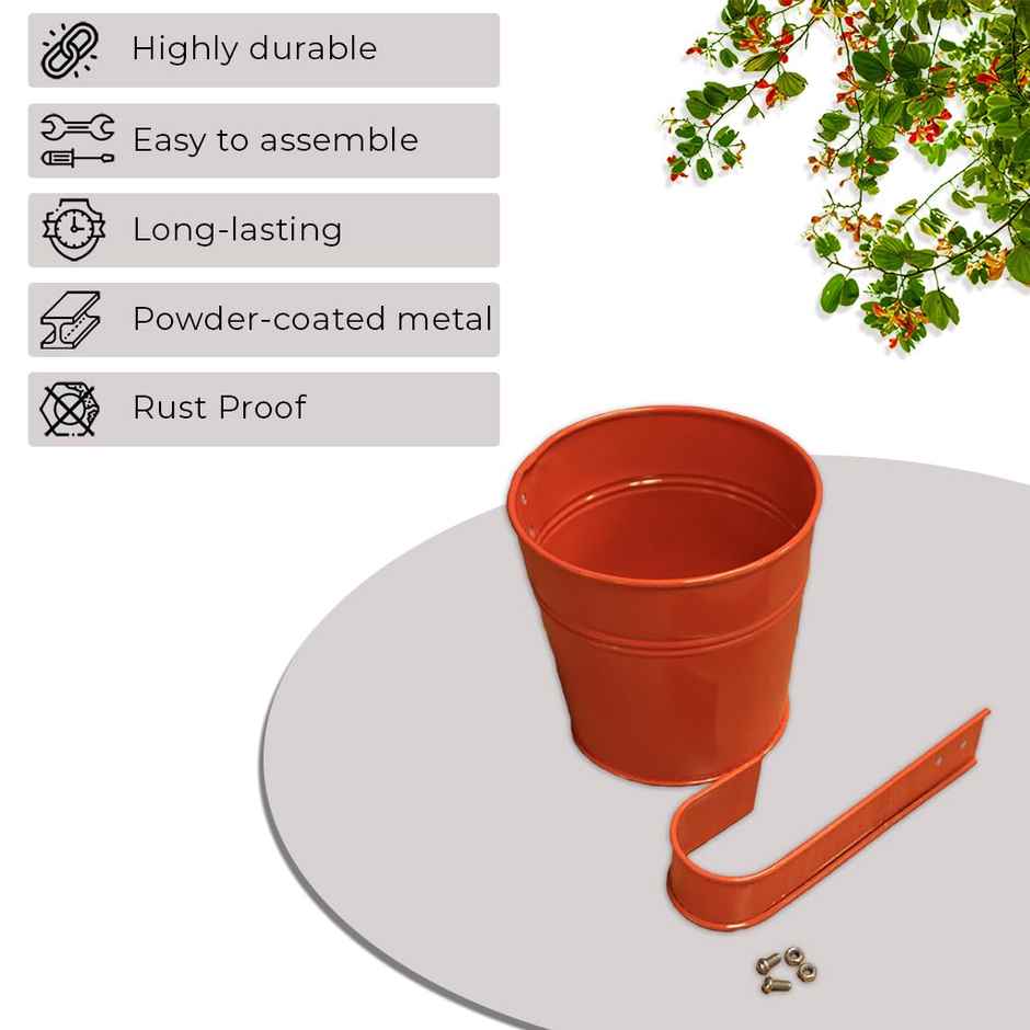 TrustBasket Plain Round Railing Planters | Plastic Pots for Balcony & Home Decor