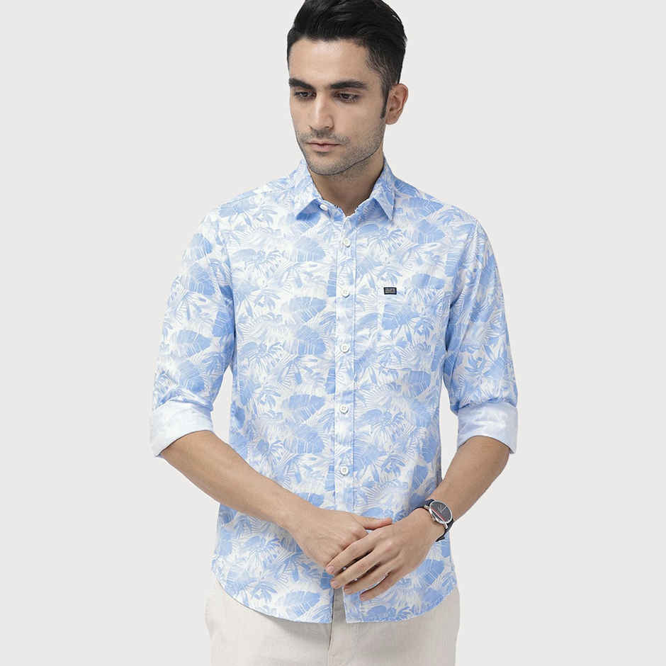 The Indian Garage Co Men's Slim Fit Abstract Print Casual Shirt | Blue - M