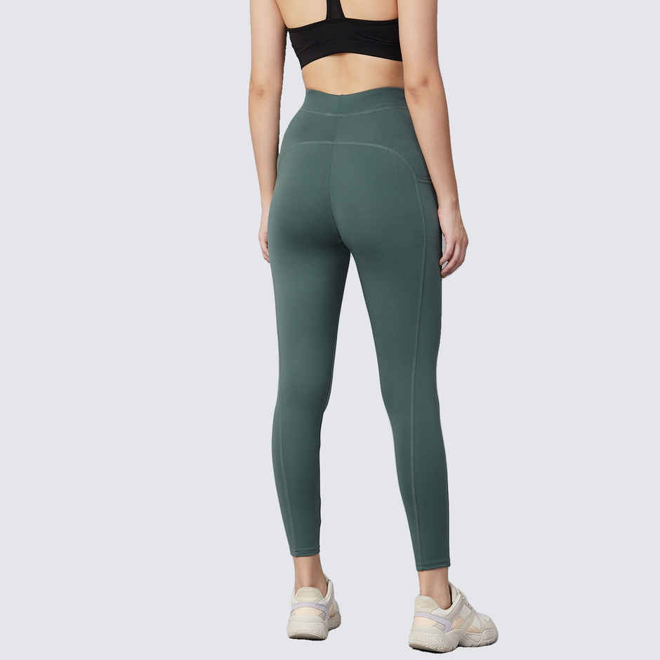 Blinkin Women's Gym Pants & Tights - Dark Green | Stretchable | With Side Pockets | S