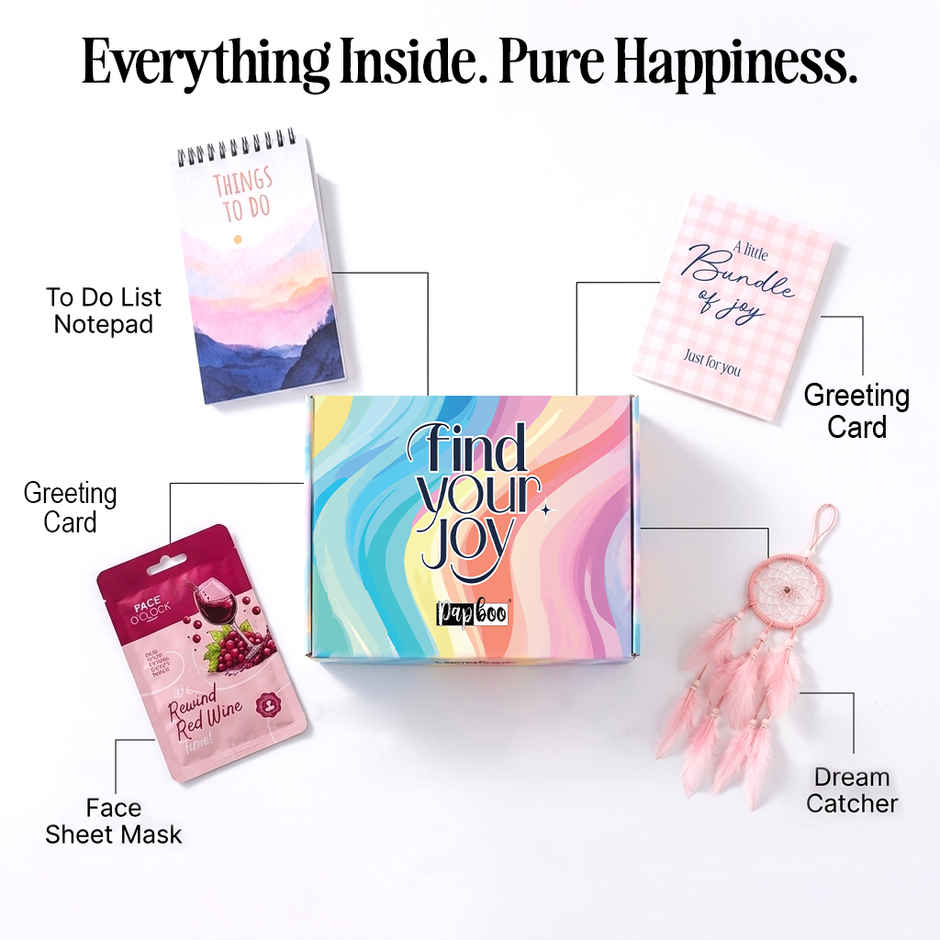 Papboo Self Care Gift Box | To Do List Notepad, Face Mask, Dream Catcher & Greeting Card 