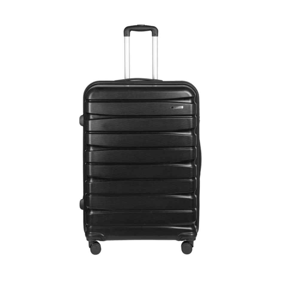 Teakwood Textured Polycarbonate 182.3 L Retractable Hard Luggage Trolley Bag | Black - S, M, and L