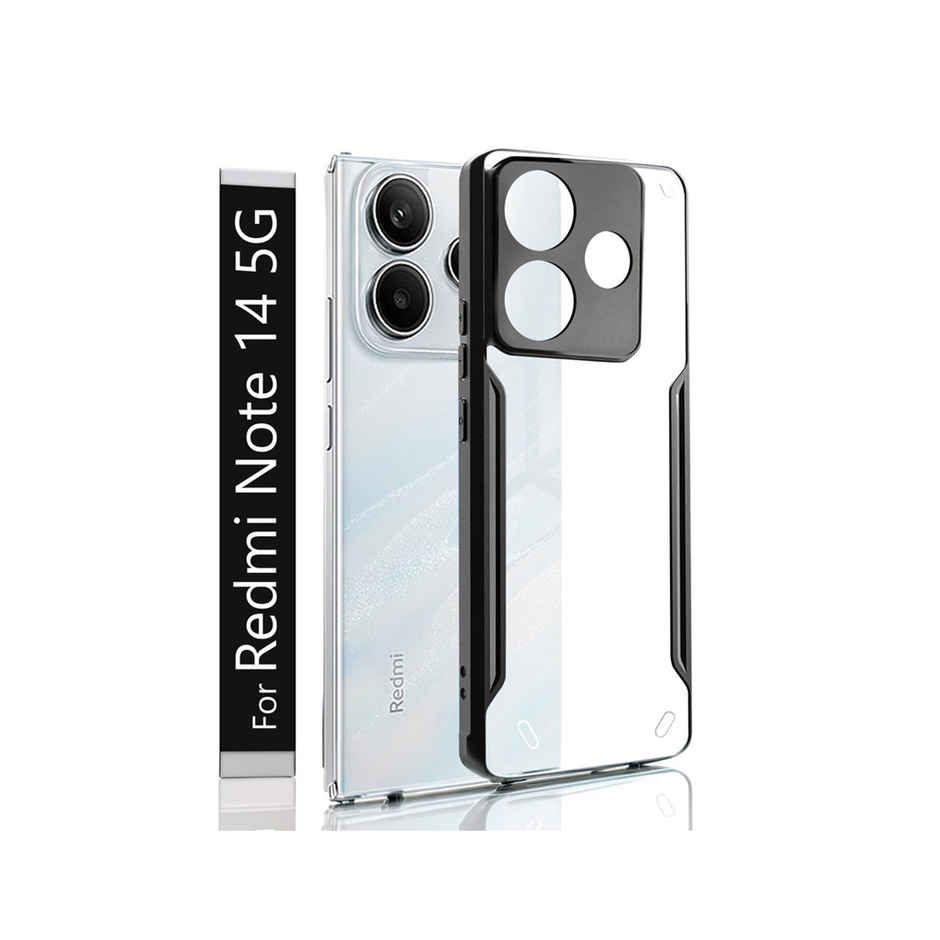 Kwine Case Redmi Note 14 Back Cover - Black Bordered Transparent Case