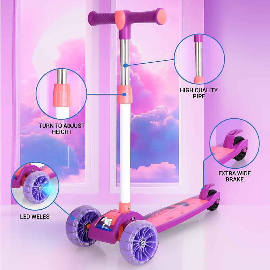 Storio Kick Scooter for Kids | Foldable Lightweight Scooter - Purple