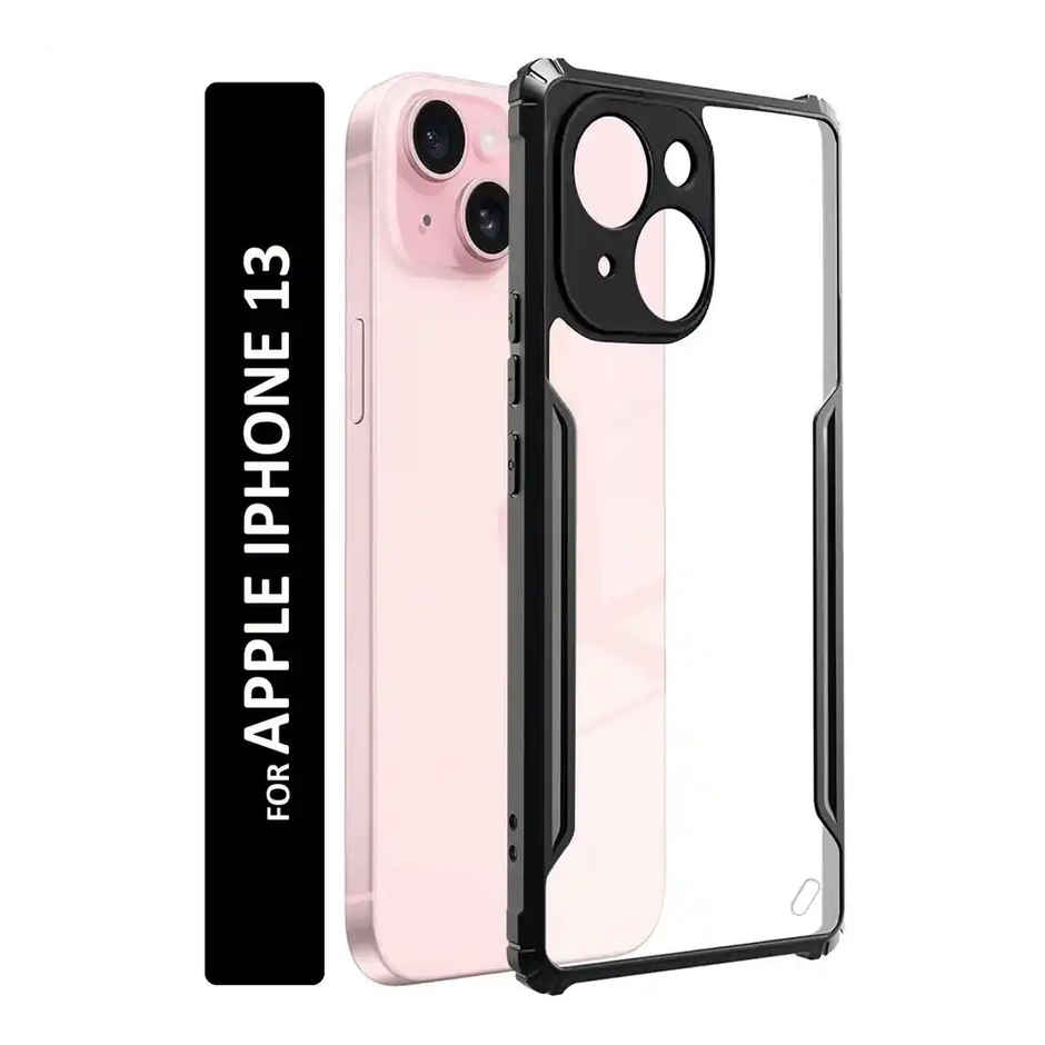 Kwine Case Apple Iphone 13 Back Cover - Black Bordered Transparent Case