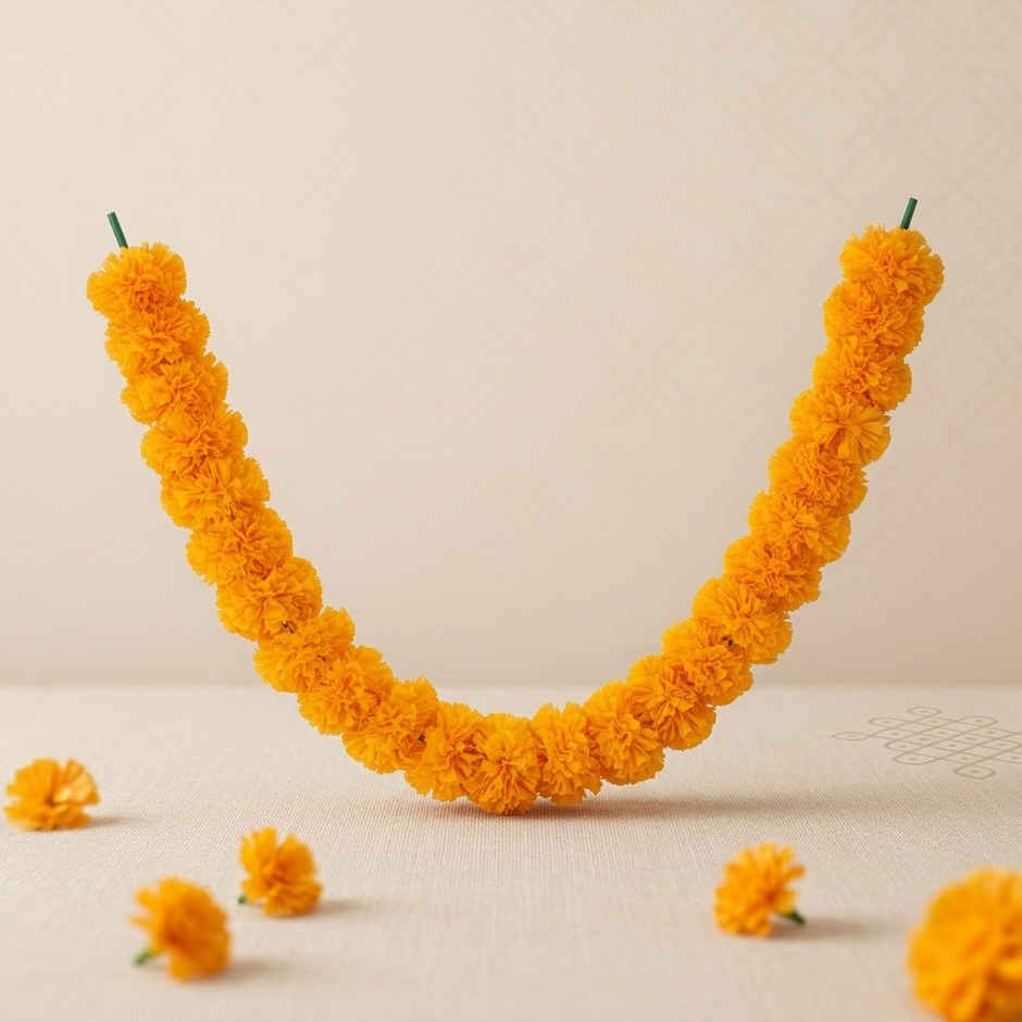 Artificial Flower String Bandhanwar Festival Decoration | Marigold Design | Orange | Mangal Bhawan