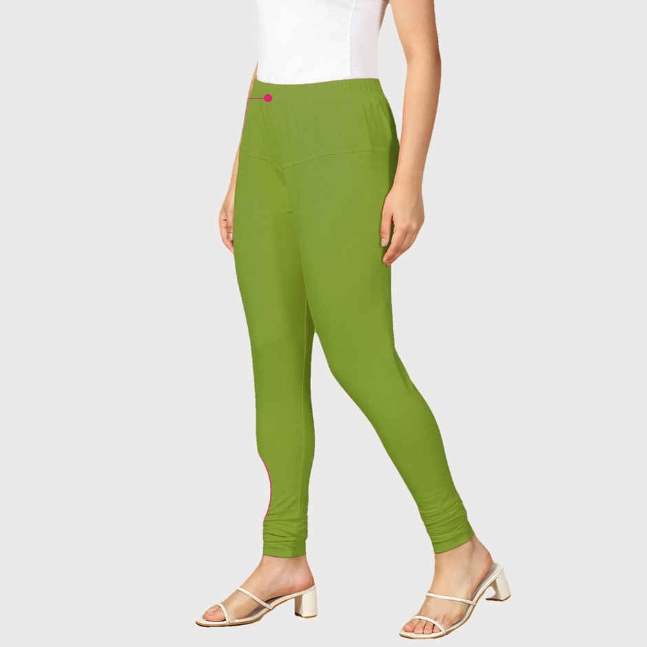 PYNK By Lux Cozi Women Ultra Soft 360 Stretch Prime Cotton Churidar Leggings|Parrot Green|Free Size