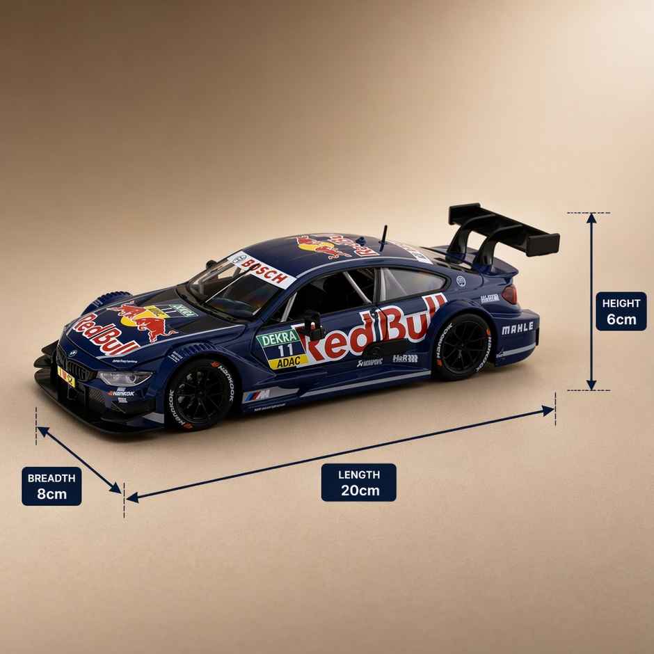 MSZ Licensed BMW M4 DTM Redbull Diecast Model Car Blue 1:24 Scale Collectible Toy