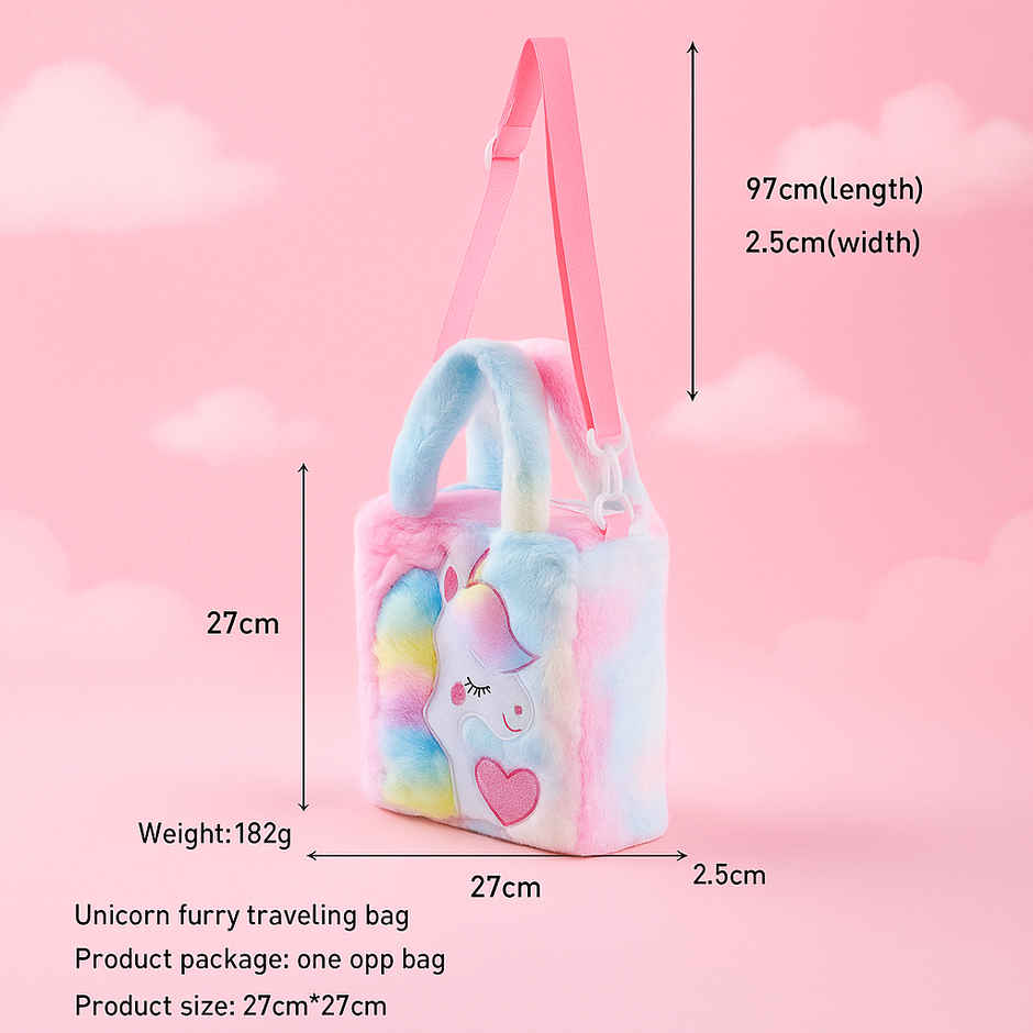 Kidara Unicorn Fur Crossbody Bag Baby Pink