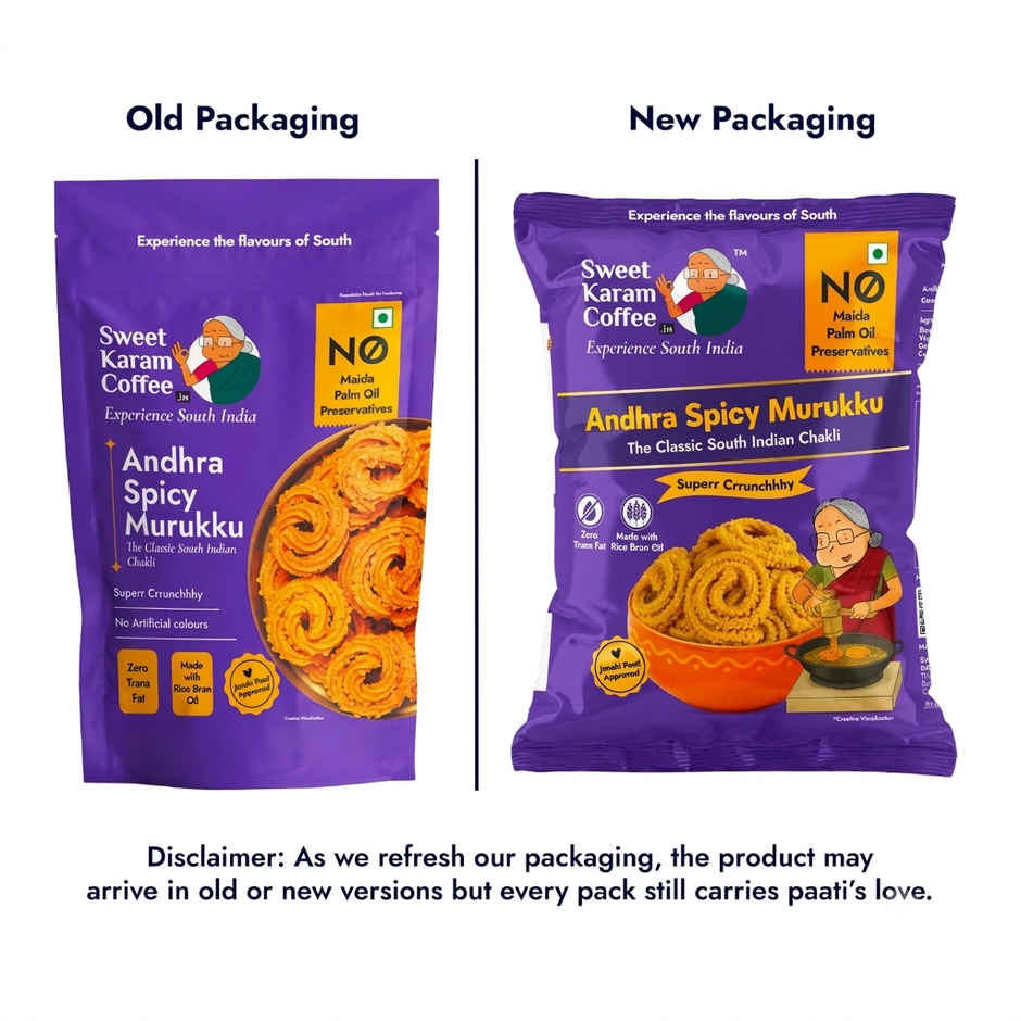 Sweet Karam Coffee Andhra Spicy Murukku Crisps (Chakli) - Namkeen Snacks