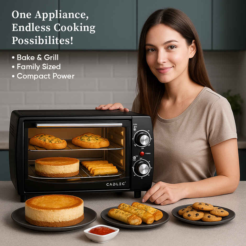 Cadlec Cruise 12L OTG Oven Toaster Griller with Timer | Temp Control 1000W | Black