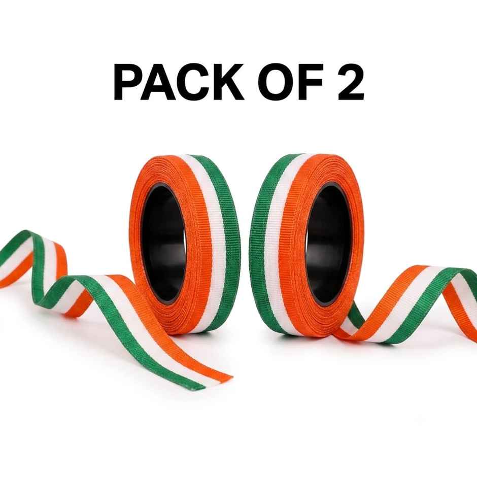 Tricolour Ribbon | Pack of 2 | Saffron White Green | Samsidhi