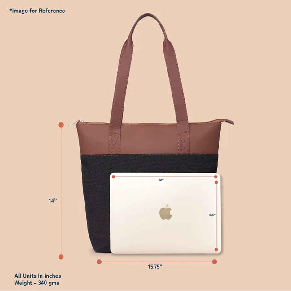 Zouk Women's Vegan Leather 15.5 L Double Handle Tote Bag | Black - Standard