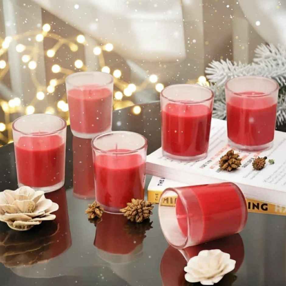 Scented Glass Votive Candles | Rose | Pack of 3 | Samsidhi