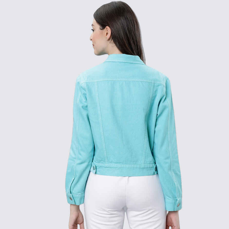 Tokyo Talkies Women's Solid Denim Jacket | Light Blue - XL