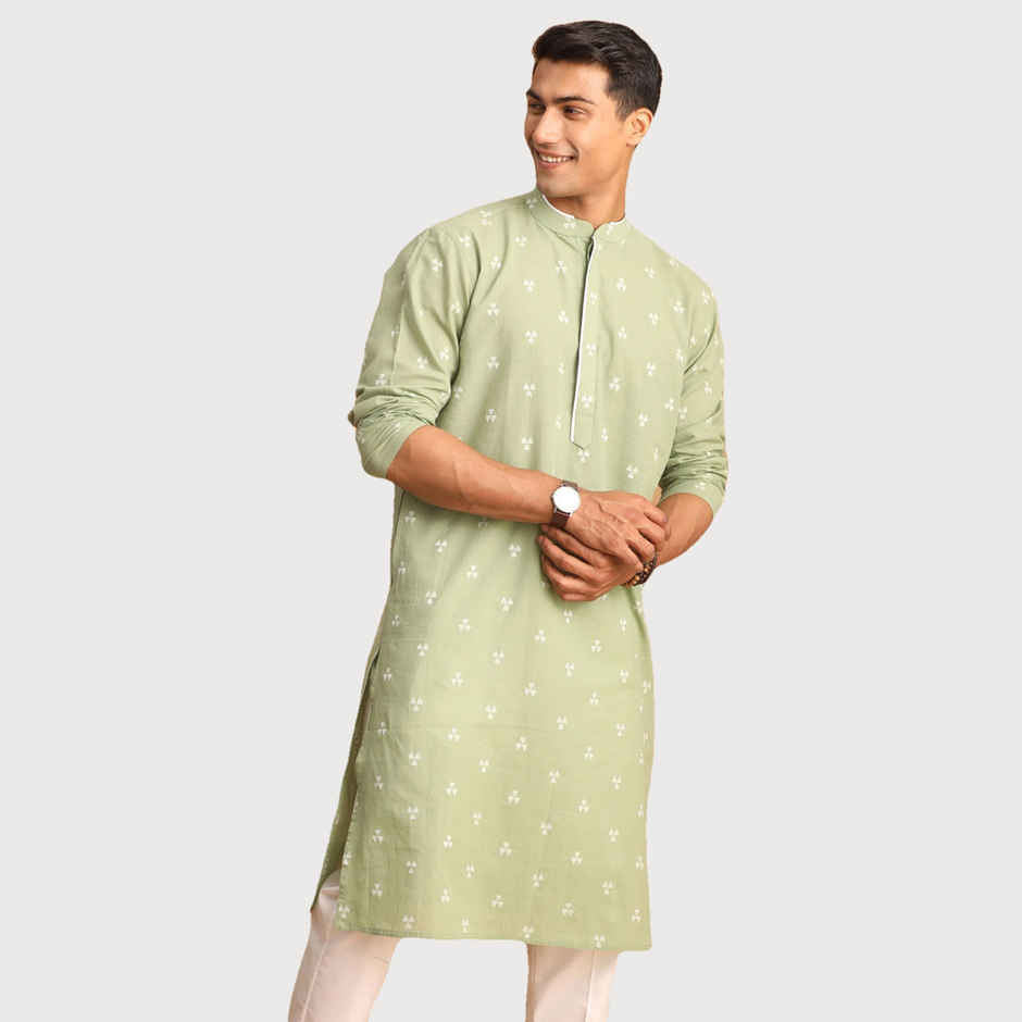 Vastramay Men's Cotton Kurta | Green - M