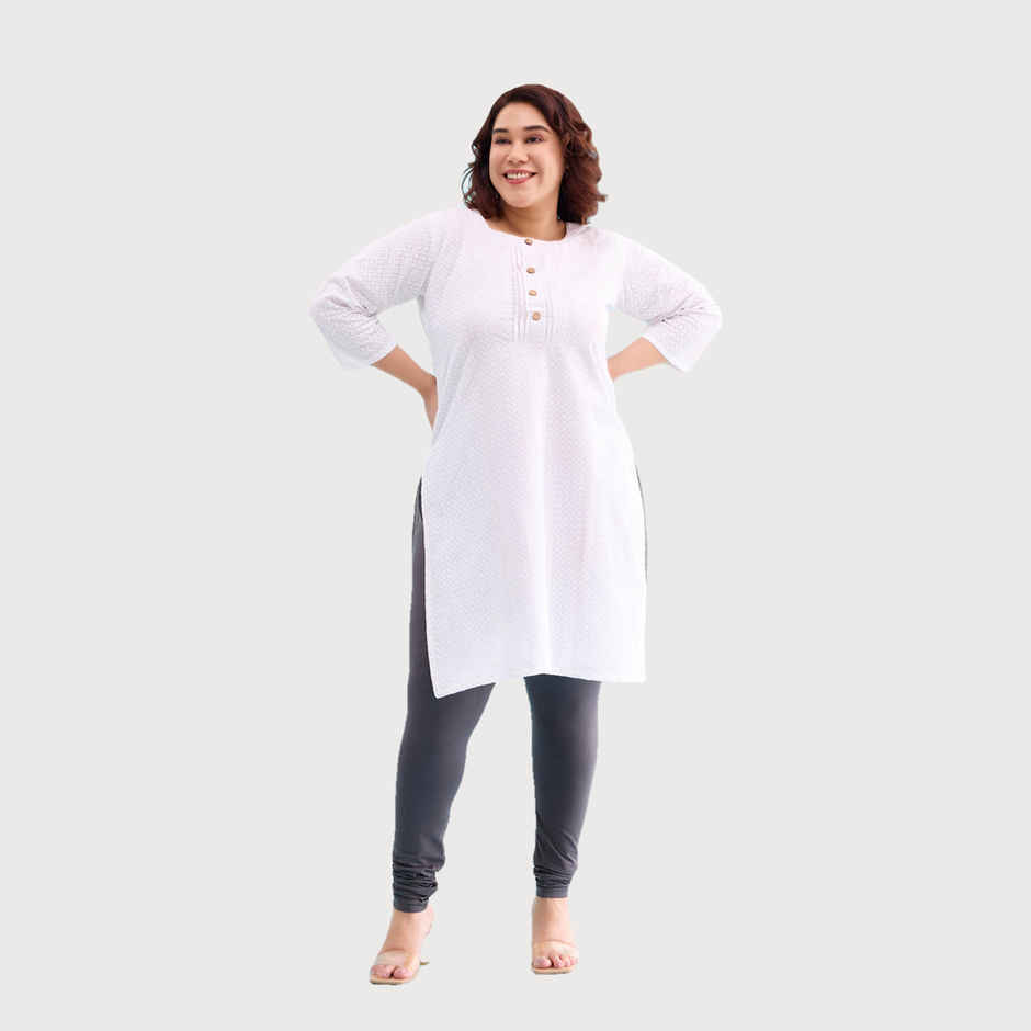 Go Colors Women's Solid Mid Rise Churidar | Silver Grey - L