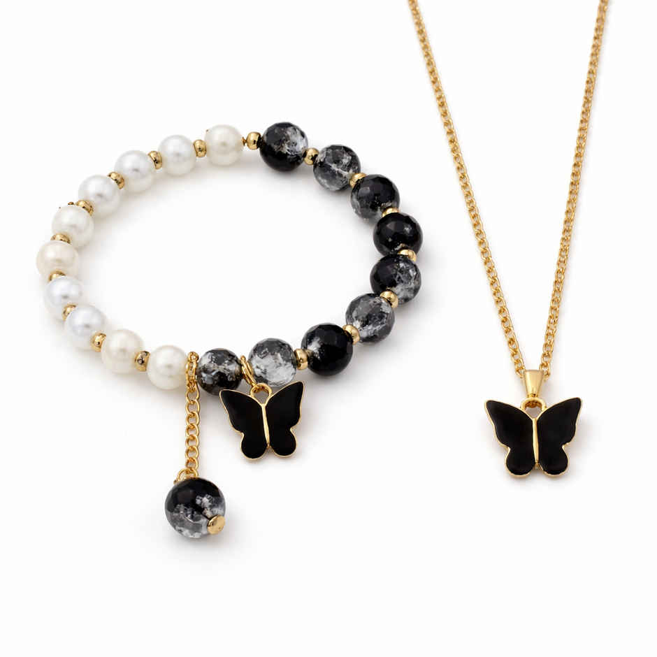 Midnight Charm Set Duol Tone Butterfly Bracelet | Tom Uncle