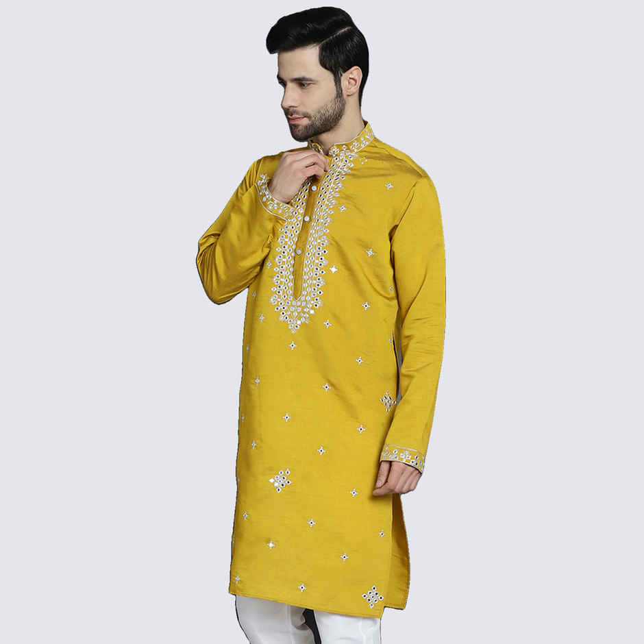 Jompers Men's Kurta | KO 5045 | Mustard - S