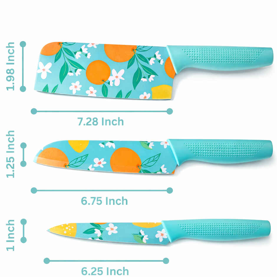 Daluci Kitchen Knife Set Professional High Stainless Steel Coated Ergonomic Handle Blue