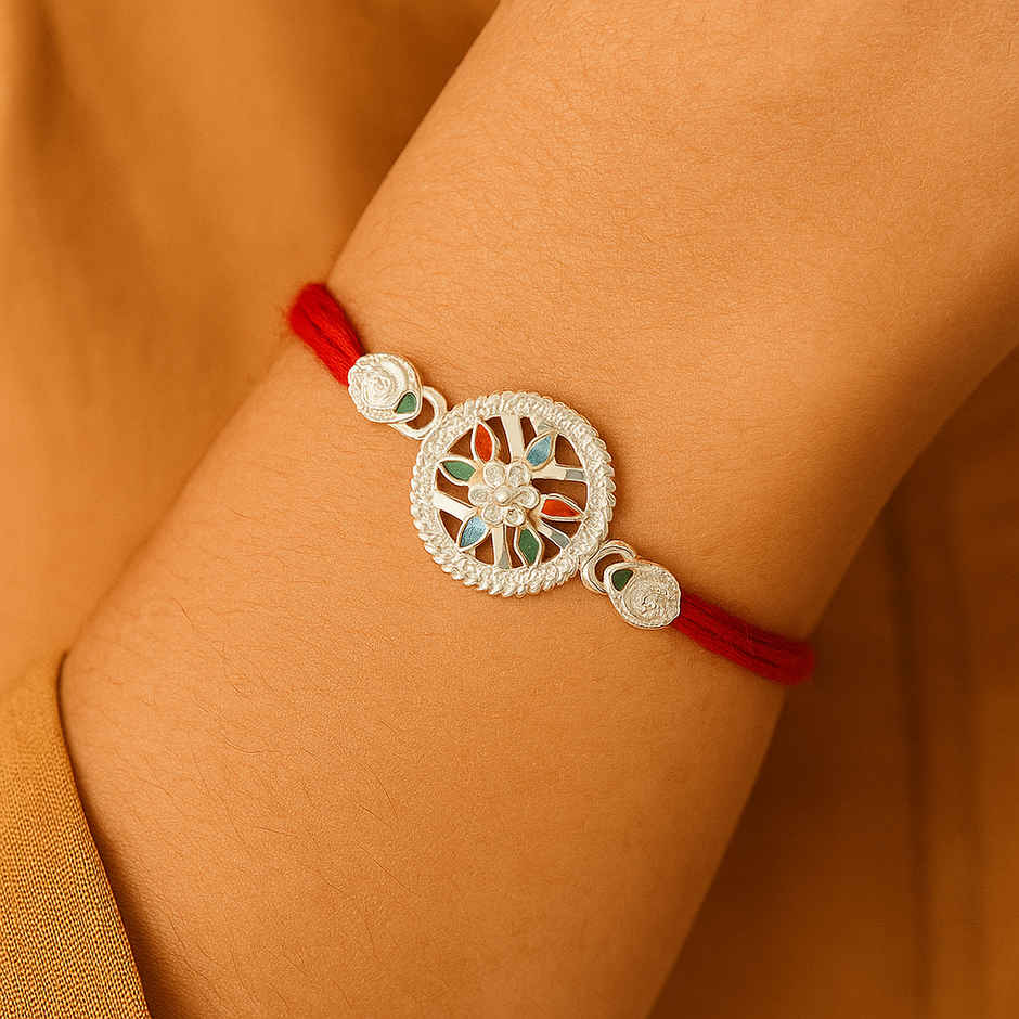 IGP Floral Silver Rakhi - Elegant Shine